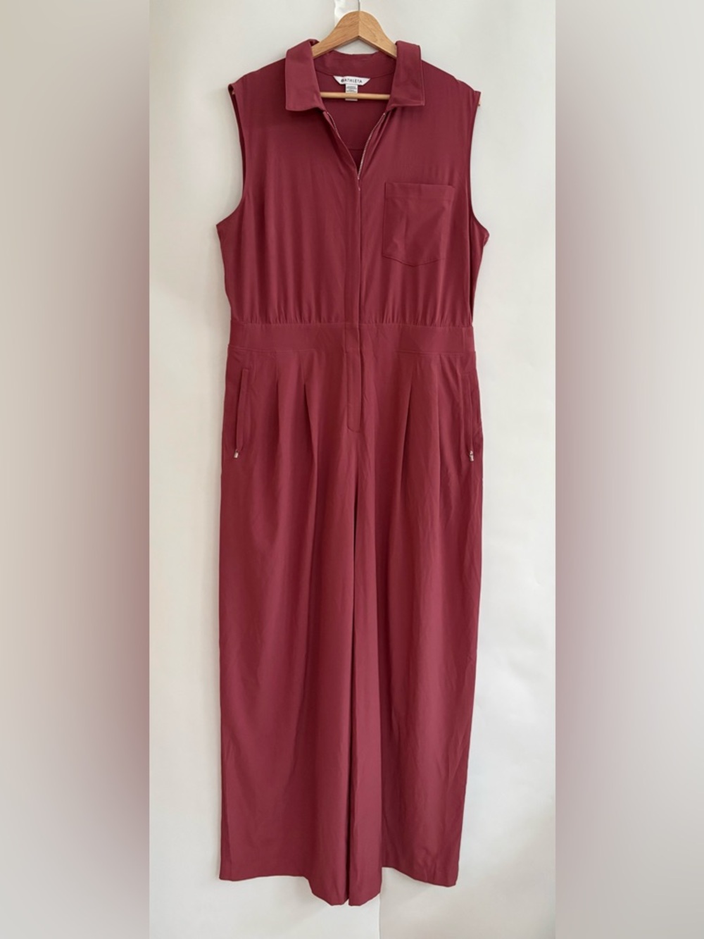 Athleta Dusty Rose Brooklyn Heights Wide Leg Jumpsuit Size 16 - Picture 2 of 7